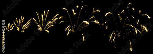 Consecutive firework, sequential pyrotechnics. Isolated vector illustration