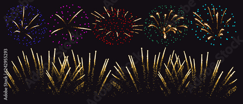Firework set isolated vector illustration. Collection pyrotechnics