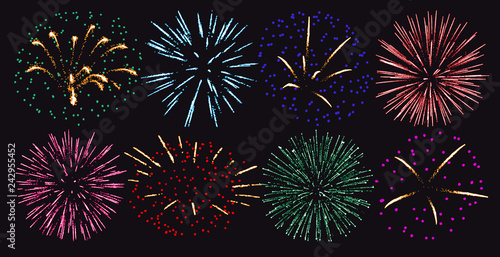 Firework set isolated vector illustration