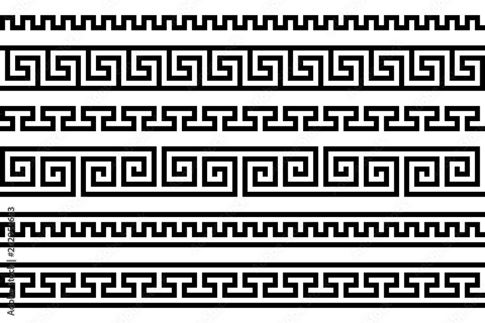 greek fret repeated motif. meander. vector seamless pattern. simple