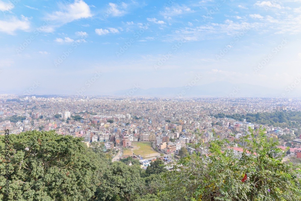 Kathmandu City View from Swayambhunath or Monkey Temple in Kathmandu Valley