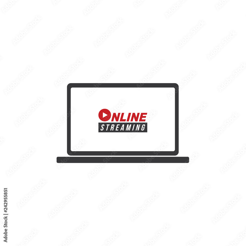 online streaming laptop icon cartoon vector art online streaming laptop icon cartoon vector art