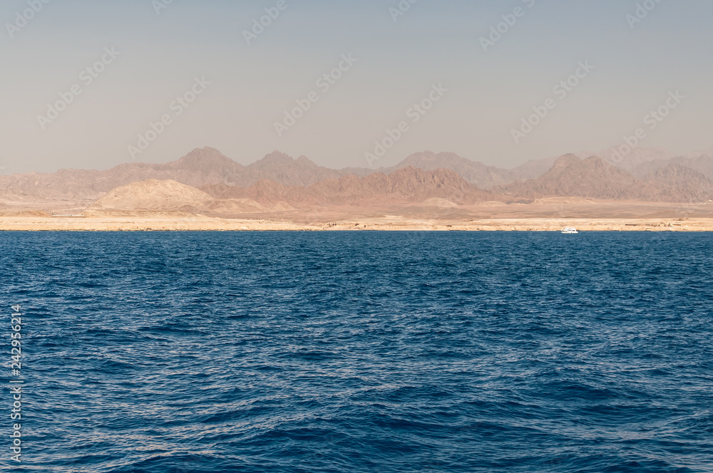 Sinai mountains and picturesque landscapes of the red sea in Egypt. Boat trip on the red sea Sinai mountains and picturesque landscapes of the red sea in Egypt. Boat trip on the red sea