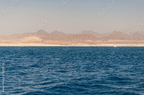 Sinai mountains and picturesque landscapes of the red sea in Egypt. Boat trip on the red sea © ryabuha_nazar