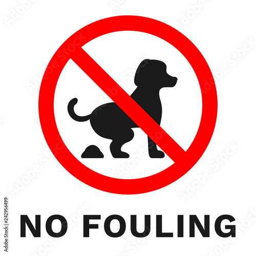 NO DOG FOULING sign. Sticker with inscription. Vector.