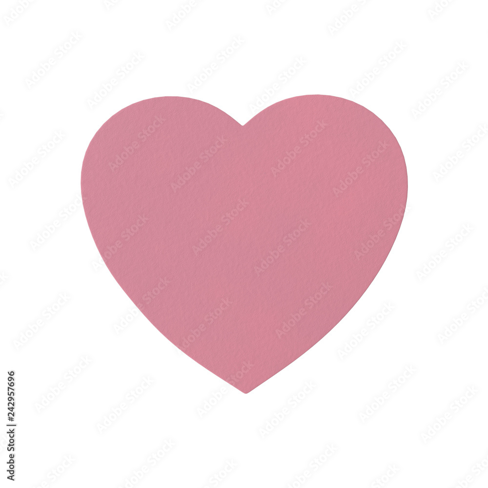 Paper Cutout Pink Heart 3D Rendered on white background