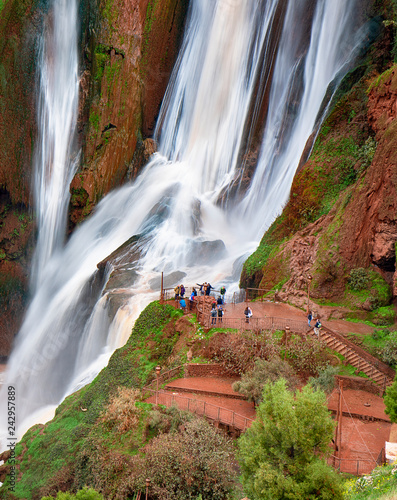 Ouzoud Waterfalls ( Cascades d'Ouzoud ) located in the Grand Atlas village of Tanaghmeilt, in the Azilal province in Morocco, Africa. Morocco’s highest waterfall, and the falls are a magnificent sight photo