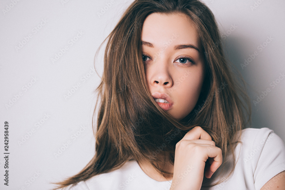 Woman portrait natural beautiful on a white Woman portrait natural beautiful on a white