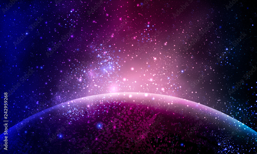 Naklejka premium abstract planet in blue violet space