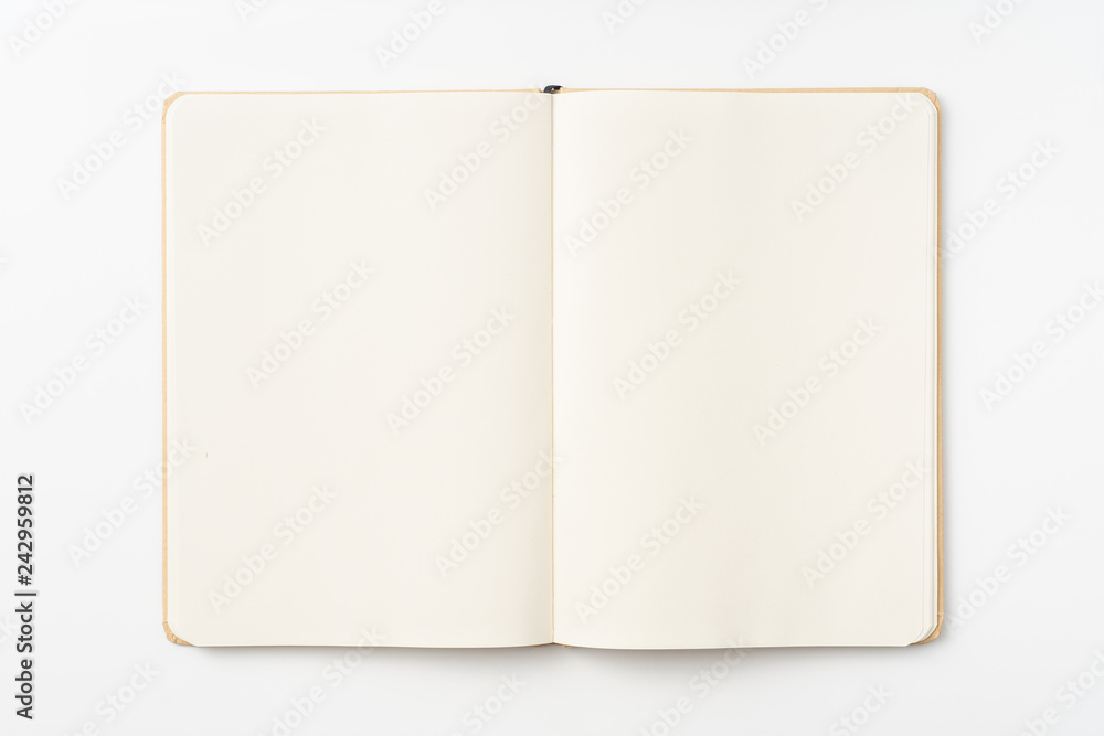 Top view of kraft paper notebook, page - obrazy, fototapety, plakaty 