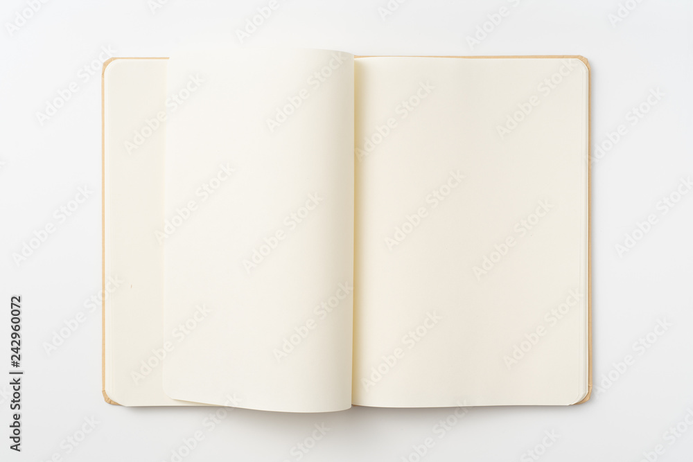 karft paper hardcover notebook with open page