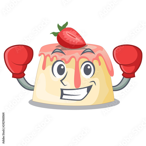 Boxing Strawberry pudding in wooden cartoon bowl