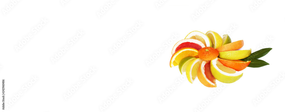 Tropical fruits, Südfrüchte, Zitrusfrüchte, Banner, Header, Headline, Panorama, Textraum, copy space, freigestellt, isoliert Tropical fruits, Südfrüchte, Zitrusfrüchte, Banner, Header, Headline, Panorama, Textraum, copy space, freigestellt, isoliert