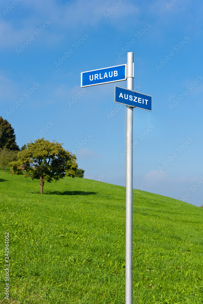 Urlaub, Auszeit, Symbol, Natur, Schild Urlaub, Auszeit, Symbol, Natur, Schild