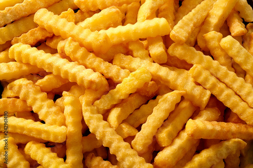 Papier peint Full frame rippled fries in overhead view