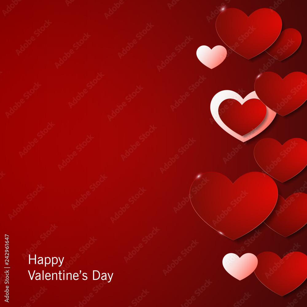 Valentine is day abstract background with cut paper hearts. Vector illustration