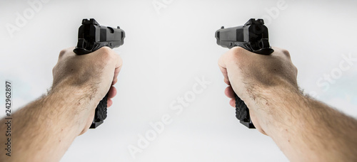 Obraz na płótnie first person shooter pistol