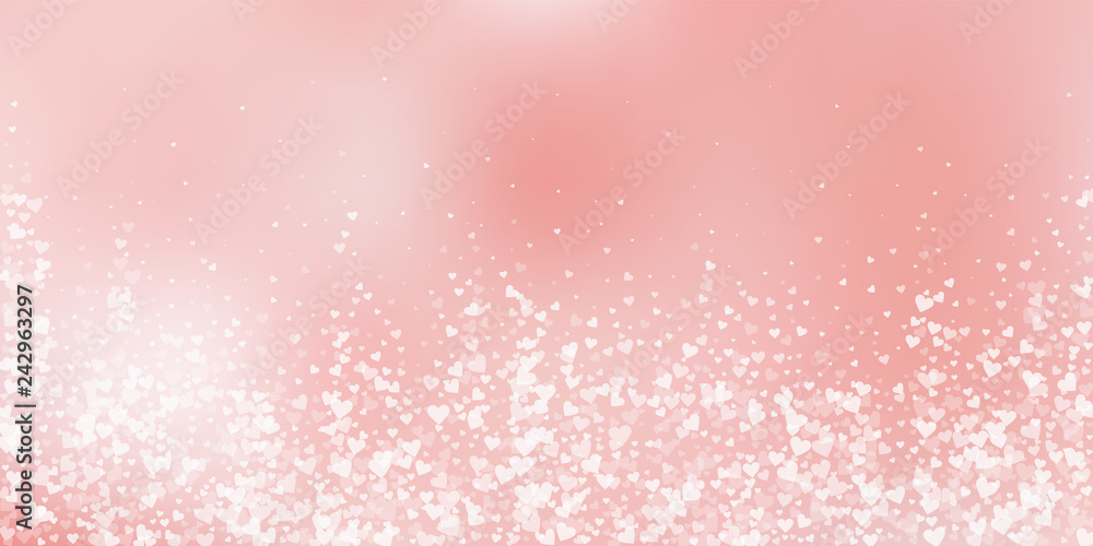 White heart love confettis. Valentine's day fallin White heart love confettis. Valentine's day fallin