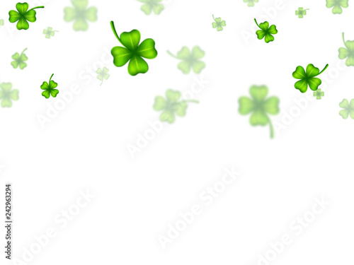 Green shamrock leaves decorated on white background for St. Patrick's Day celebration concept.