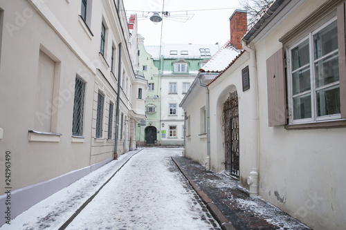 Old city streets  tourists and architecture. Old houses  streets and urban view. Travel photo 2019.