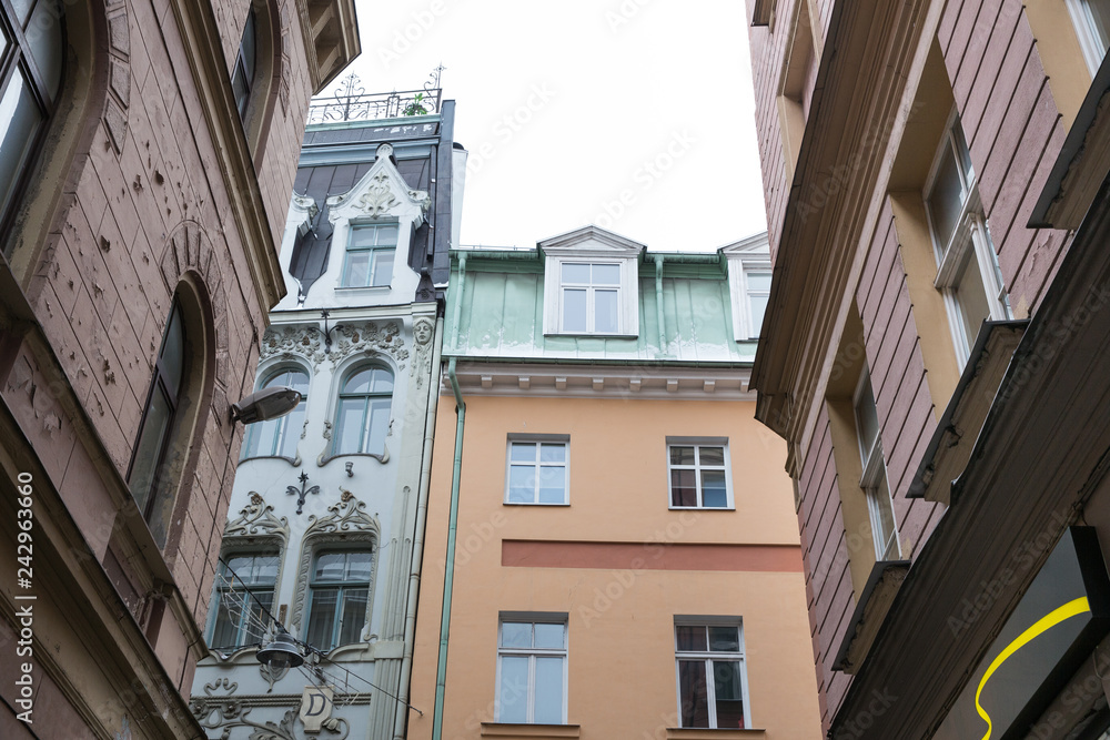 Old city streets, tourists and architecture. Old houses, streets and urban view. Travel photo 2019.