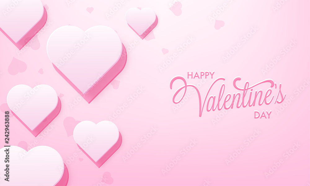 Happy valentine's day poster or greeting card design decorated with heart shapes.
