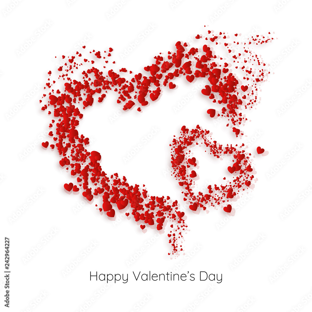 Creative heart shapes made by tiny hearts on white background for Happy Valentine's Day greeting card design. Creative heart shapes made by tiny hearts on white background for Happy Valentine's Day greeting card design.