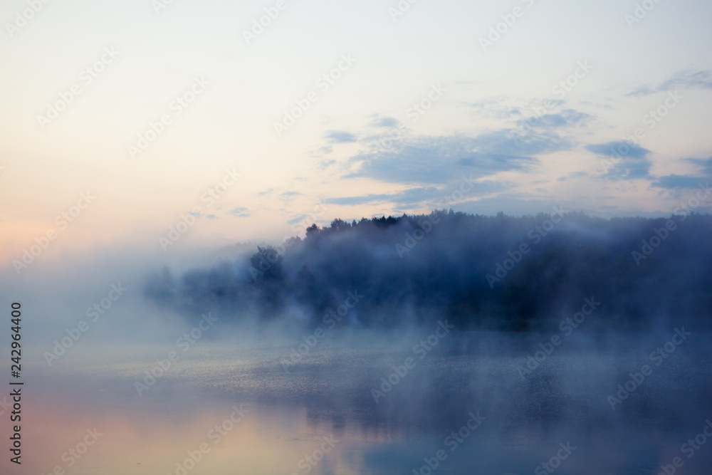 Fototapeta premium fog and clouds in the river