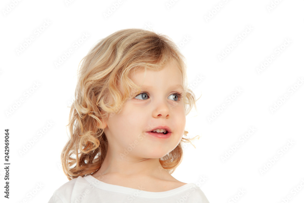 Happy blond child with long hair Happy blond child with long hair