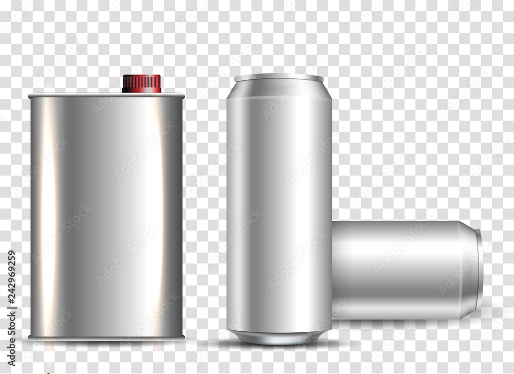 Aluminum cans set mockup illustration. Realistic metallic can. EPS10 Vector template for your design. Aluminum cans set mockup illustration. Realistic metallic can. EPS10 Vector template for your design.