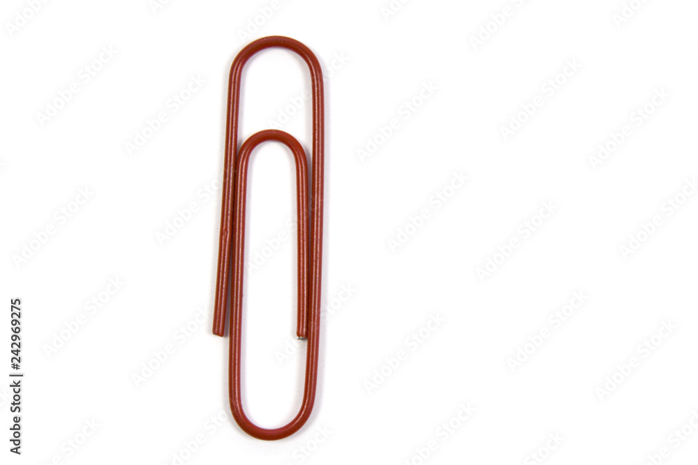 red paper clip isolated on white background red paper clip isolated on white background