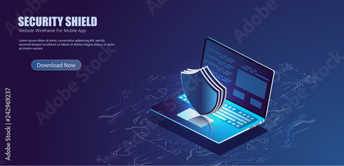 Security Data Protection Information Lock digital technology isometric vector illustration