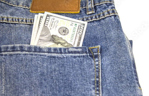 dollars in back pocket of jeans