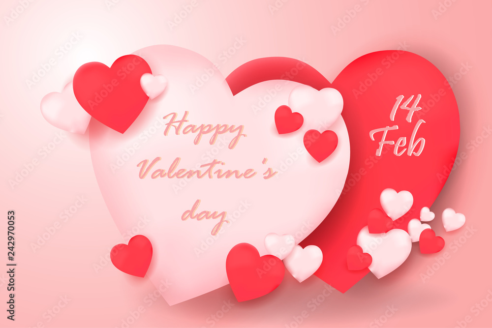Happy Valentine's day abstract background with origami made paper cut,Paper art style. Happy Valentine's day abstract background with origami made paper cut,Paper art style.