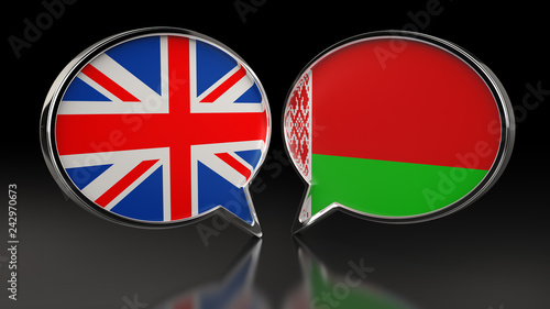 United Kingdom and Belarus flags with Speech Bubbles. 3D illustration Free Download United Kingdom and Belarus flags with Speech Bubbles. 3D illustration - GFXLoad