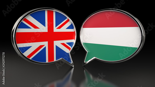 United Kingdom and Hungary flags with Speech Bubbles. 3D illustration Free Download United Kingdom and Hungary flags with Speech Bubbles. 3D illustration - GFXLoad