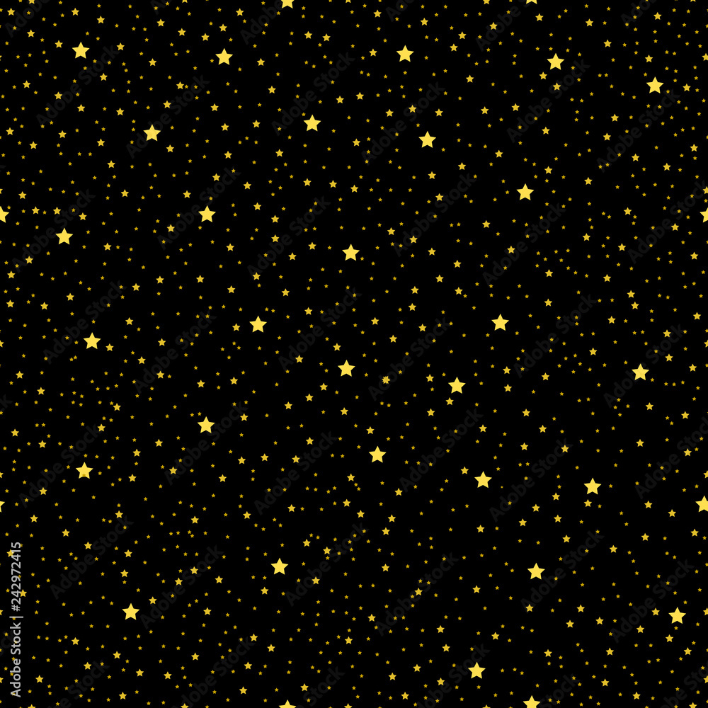 Seamless pattern with yellow stars different sizes on black background  Stock Vector | Adobe Stock
