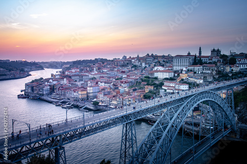 Porto at dusk, skyline at dusk