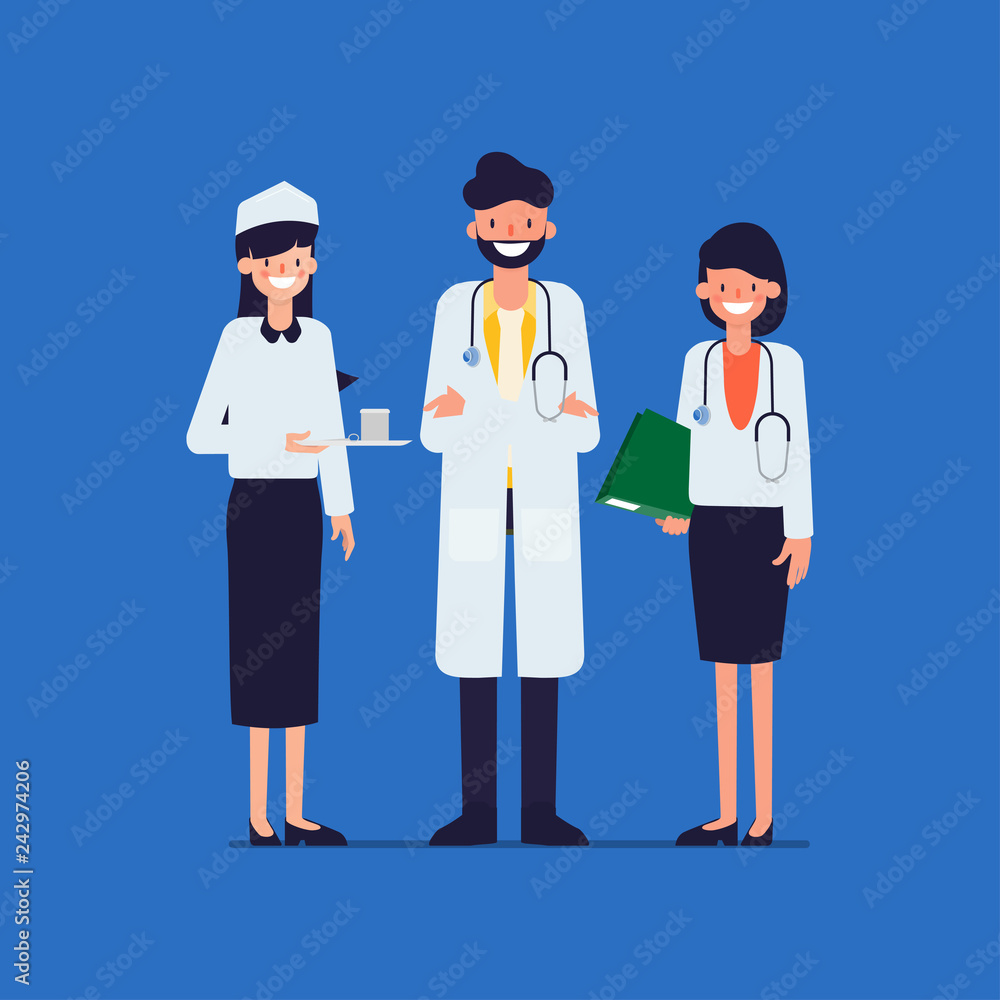 Hospital worker medical staff. Team of doctor cartoon design. Hospital worker medical staff. Team of doctor cartoon design.