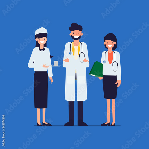 Hospital worker medical staff. Team of doctor cartoon design.