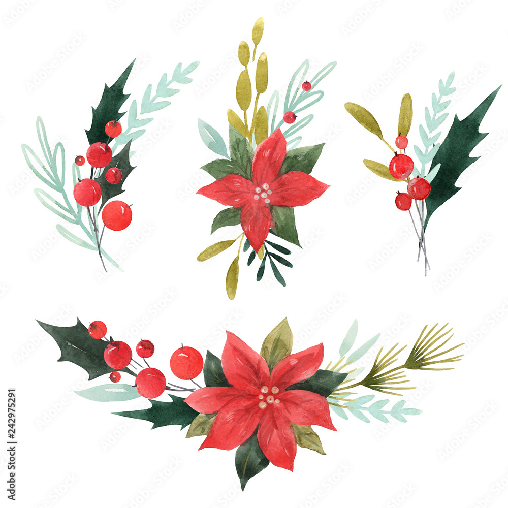 Fototapeta premium Watercolor floral set