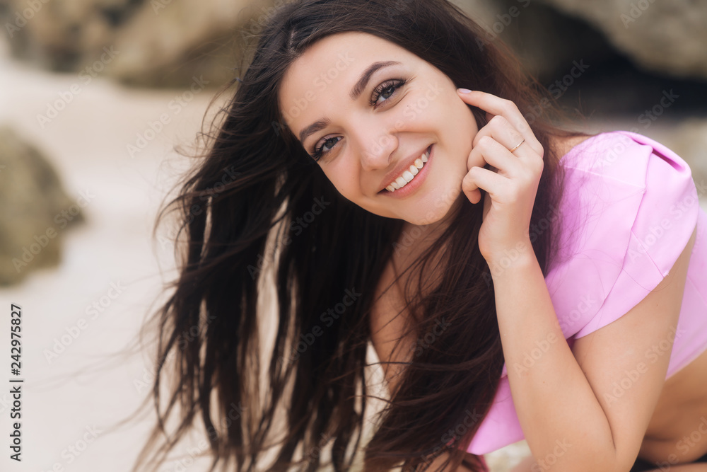 Clpse up portrait of happy smiling girl with natural make-up Clpse up portrait of happy smiling girl with natural make-up