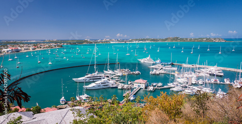 Marigot, St Martin - February 2015: Harbour at Marigot, French capital of St Martin, Caribbean photo