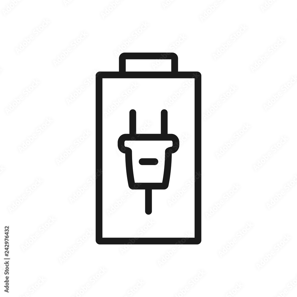 Battery with plug icon in modern line style. High quality gray outline pictogram for web site design and mobile apps. Vector illustration on a white background. Battery with plug icon in modern line style. High quality gray outline pictogram for web site design and mobile apps. Vector illustration on a white background.