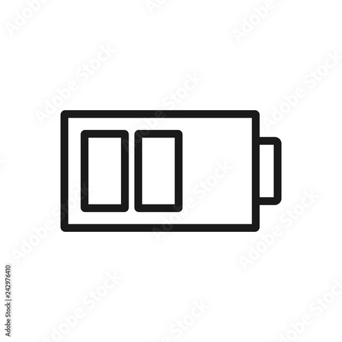 Battery icon or logo in modern line style. High quality gray outline pictogram for web site design and mobile apps. Vector illustration on a white background.