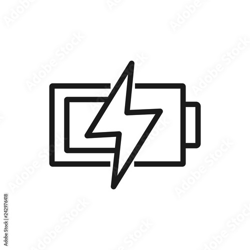 Battery icon or logo in modern line style. High quality gray outline pictogram for web site design and mobile apps. Vector illustration on a white background.