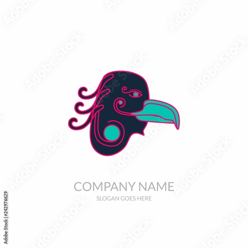 Animal Nature Farm Agriculture Business Company Stock Vector Logo Design Eagle Bird Glow Magenta Cya Template