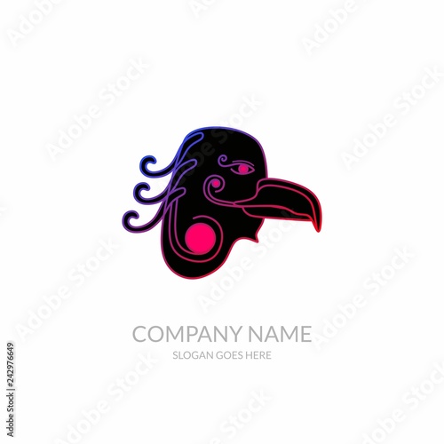 Animal Nature Farm Agriculture Business Company Stock Vector Logo Design Eagle Bird Glow Blue Red Template