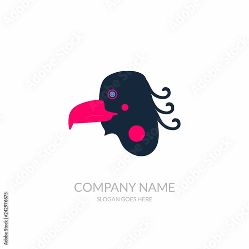 Animal Nature Farm Agriculture Business Company Stock Vector Logo Design Eagle Bird Pink Blue Template