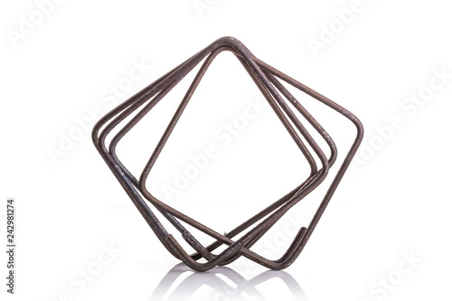 Fényképezés Steel stirrup for construction beam isolated on white